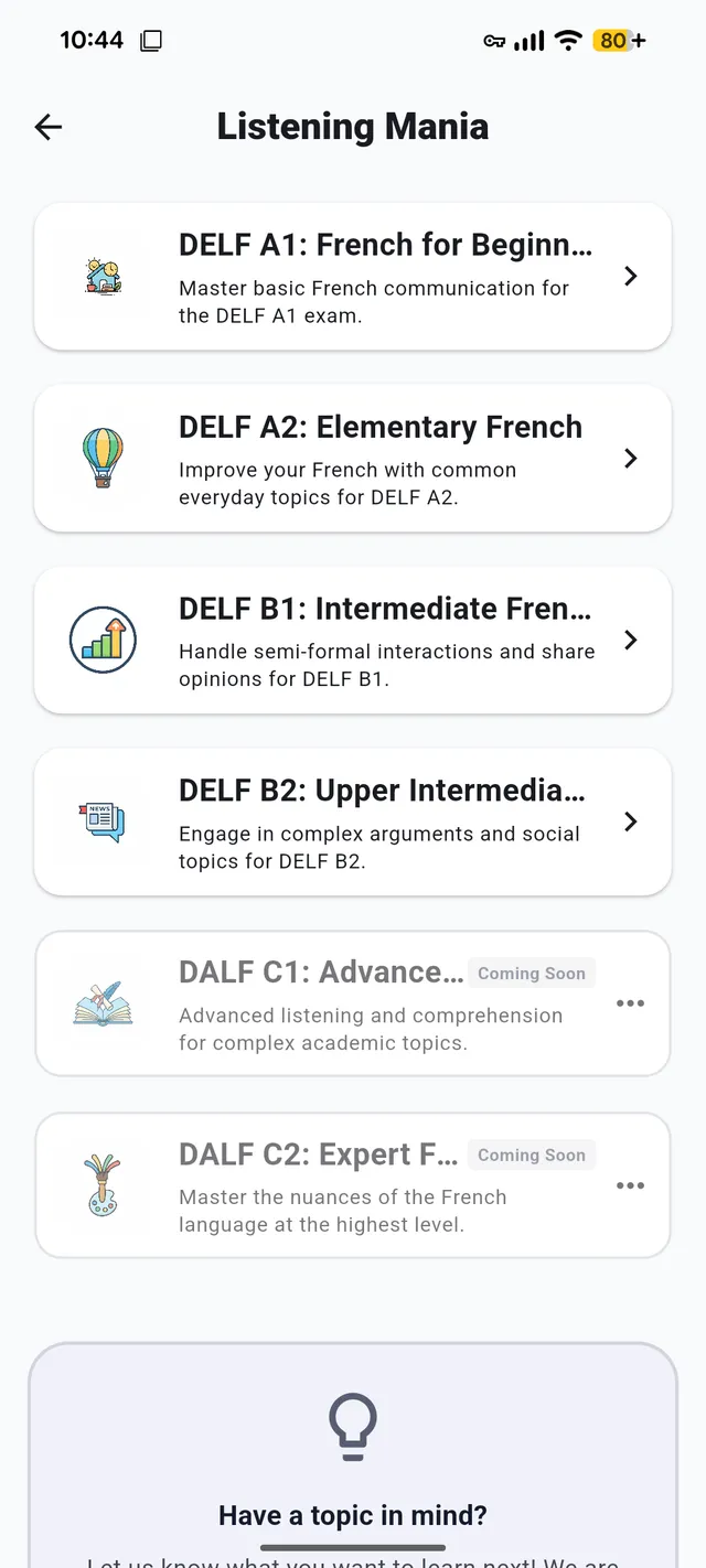 Listening Mania App Screen